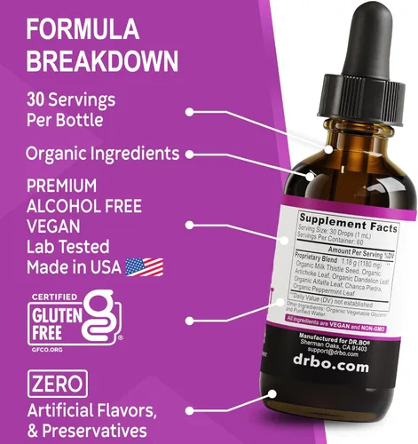 Miniatura 8 de Liver Cleanse Detox & Repair Organic - Suplemento natural de apoyo hepático gotas líquidas, diente de león de cardo mariano, extracto de piedra