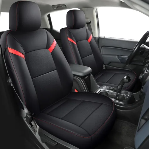 Miniatura 8 de LUCKYMAN CLUB 2 fundas de asiento delanteras Chevy Colorado, aptas para camión de trabajo Colorado Crew Cab Z71 LT ZR2 2015-2022 con piel sintética