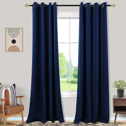 Miniatura 120 de Mrs.Naturall Cortinas Azul Real para Dormitorio, Cortinas Opacas Cortas Medianas Azul Cobalto para Cocina Decoración de Habitación de Adolescentes
