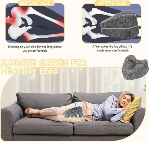Miniatura 4 de Almohada de rodilla para personas que duermen de lado, dolor de cadera, almohada entre las piernas para dormir de lado, apoyo para aliviar el dolor