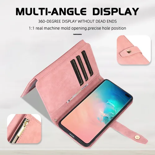 Miniatura 5 de Diseño para Samsung Galaxy S10 Crossbody Wallet Case con PU cuero tarjetero ranuras Kickstand cierre magnético Flip Folio Zipper Bolso Carcasas a