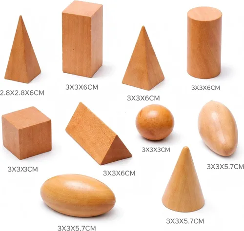 Miniatura 7 de BOHS Juego de adivinación de sólidos geométricos, juego en miniatura de formas 3D, juguetes Montessori de madera, a partir de 3 años 1 juego