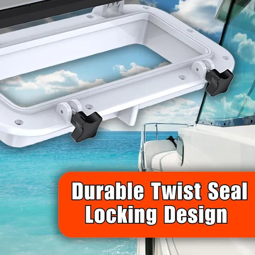 Miniatura 7 de SEAFLO Ventana rectangular para ojo de buey con plástico ABS y vidrio tintado, 16 x 8 pulgadas (blanco)