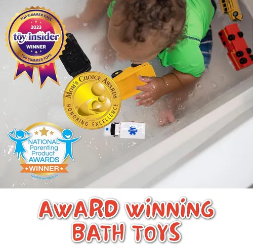 Miniatura 7 de SplashEZ Juguetes de baño para bebés sin moho, juguetes de baño sin agujeros para niños pequeños, juego de 6 autos para bañera para niños, juego