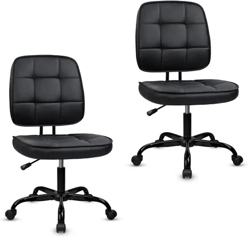 Miniatura 16 de CLATINA Silla de oficina en casa, sin brazos con ruedas, silla de escritorio pequeña de altura ajustable, sillas giratorias de trabajo de malla