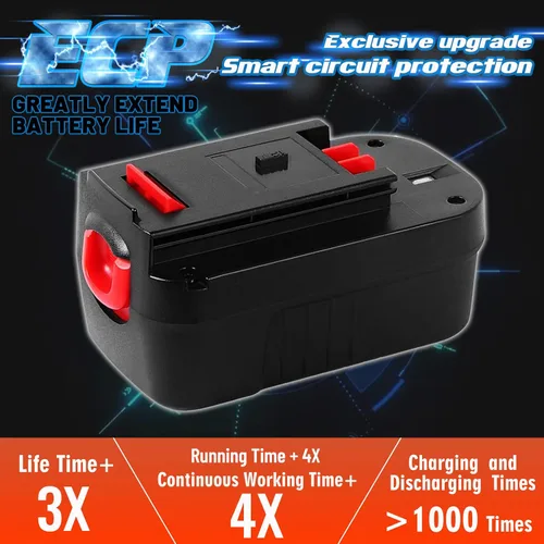 Miniatura 4 de TenHutt Batería de litio de iones de litio de 6.0 Ah, no Ni-Mh, 2 paquetes de 18 V para batería Black and Decker de 18 V, 6.0 Ah HPB18 HPB18-OPE