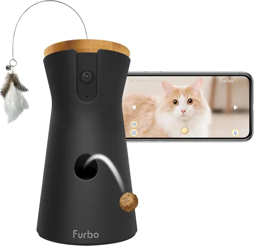 Miniatura 12 de Furbo Mini 360° [Nuevo] Cámara para mascotas 2K QHD: Dispensador de premios giratorio para perros y gatos con aplicación para teléfono, cámara