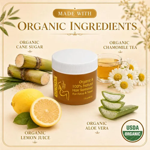 Miniatura 5 de MOOM Kit de cera orgánica de viaje con aloe, aceite de árbol de té y manzanilla para la cara, esmalte de cera de azúcar natural con 6 tiras de tela