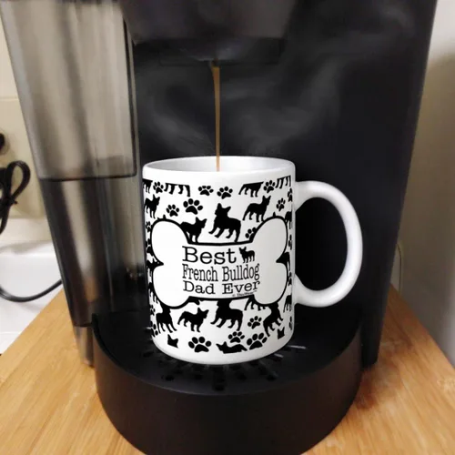 Miniatura 5 de ThisWear Dog Owner Gifts Best French Bulldog Dad Ever Paw Pattern Gift - Taza de café de cerámica de 11 onzas con mango y patrón de hueso