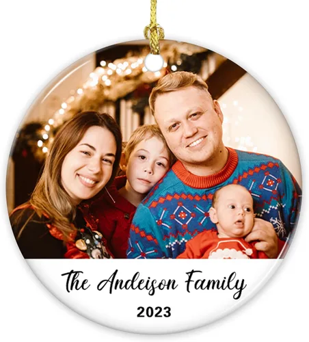 Miniatura 8 de Adornos de Navidad personalizados con foto, adorno de Navidad personalizado, decoración única para colgar del árbol de Navidad para baby shower, A1