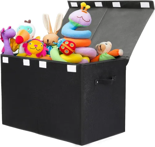 Miniatura 20 de popoly Caja grande de juguetes de 122L con tapa, organizador plegable de almacenamiento de juguetes con divisor extraíble para niños, niños, niñas