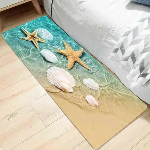 LYFANS Alfombras de baño de espuma de esponja absorbente suave para baño y cocina (47 x 18 pulgadas), tapete de franela antideslizante brillante