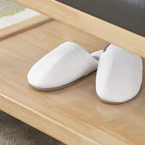 Miniatura 3 de LaseVe Reposapiés, zapatero de madera maciza zapatero de PU almohadilla acolchada sofá taburete puerta color madera puede sentarse zapatero banco
