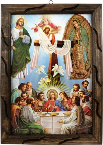 Miniatura 5 de Mrcjsales: Pascua; Última cena, Guadalupe, San Judas, Jesús, en marco rústico, pintura al óleo, 24 x 36 pulgadas, 13 x 18 pulgadas, 10 x 12