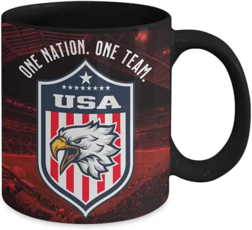 Miniatura 2 de Taza de café para la copa mundial - Taza del mundo de un equipo de una nación 2022 taza negra Equipo de fútbol de Estados Unidos