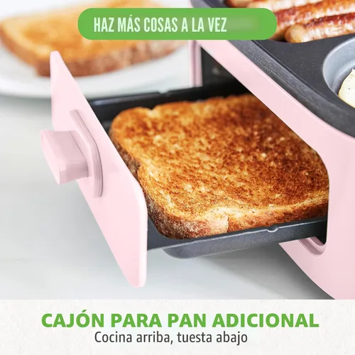 Miniatura 9 de Estación de preparación de desayuno 3 en 1 GreenLife, planchas duales antiadherentes de cerámica saludables para huevos, carne, salchichas, tocino