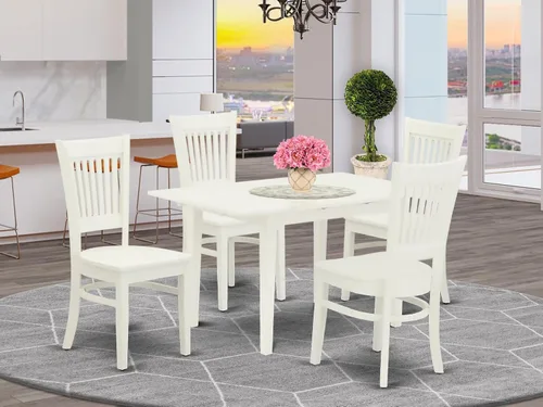 Miniatura 2 de East West Furniture NOVA5-LWH-W - Juego de mesa de comedor de 5 piezas, incluye una mesa de cocina rectangular con hojas de mariposa y 4 sillas