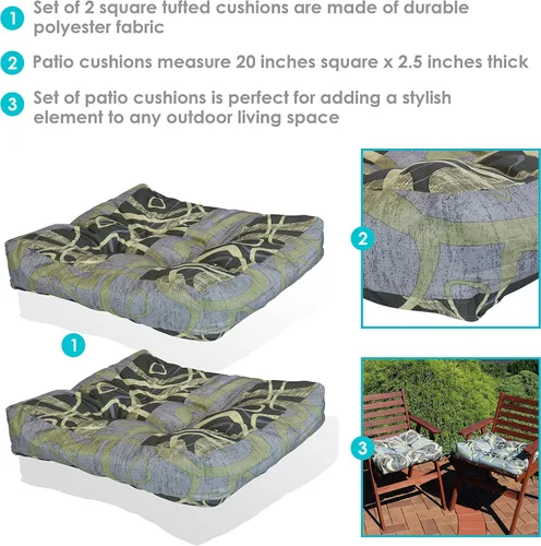 Miniatura 2 de Sunnydaze 20-Inch Square Tufted Indoor or Outdoor Patio Cushions - Modern Jazz - Six 2-Piece Pillow Sets