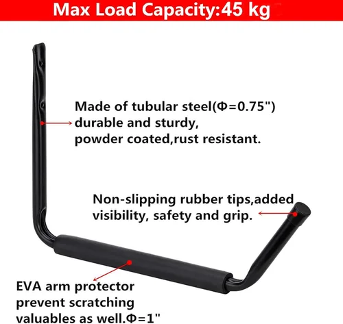 Miniatura 2 de Ganchos de kayak resistentes, ganchos de almacenamiento de kayak montados en la pared, colgador de kayak para pared de garaje, estante