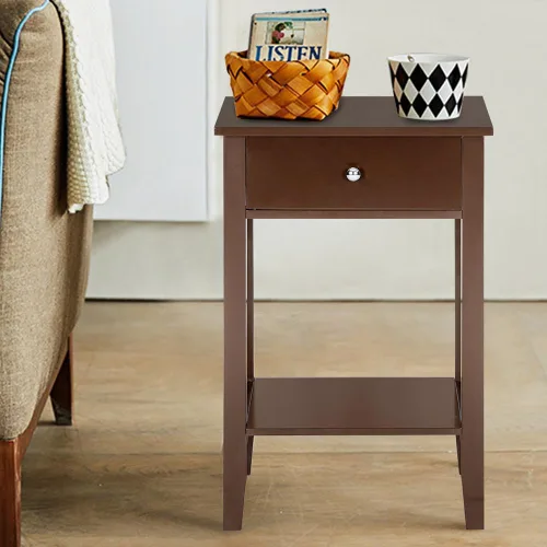 Miniatura 2 de Mesa decorativa de madera para sala de estar, mesa auxiliar de granja con cajón, mesa auxiliar rústica con estante de almacenamiento para espacios