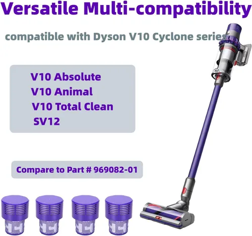 Miniatura 2 de Paquete de 4 filtros de vacío V10 de repuesto para Dyson V10 Cyclone Series, V10 Animal, V10 Absolute, V10 Total Clean, SV12, lavable, filtro