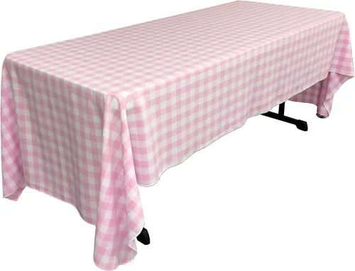 Miniatura 34 de LA Linen Mantel rectangular de poliéster Gingham a cuadros 60 por 84 pulgadas, blanco y verde oscuro
