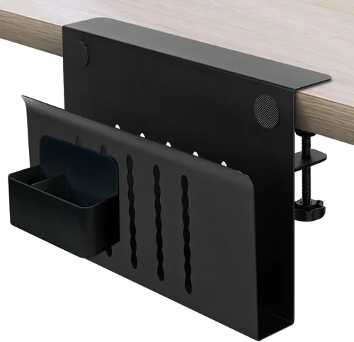 Organizador lateral de escritorio, soporte para laptop con soporte magnético para bolígrafo, organizador de escritorio colgante sin taladros para