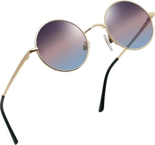 Miniatura 9 de Joopin - Anteojos de sol retro pequeños redondos hippie con círculo polarizado, protección UV400, metal, para hombres y mujeres