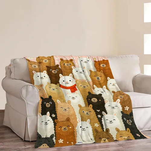 Miniatura 8 de Manta de Alpaca Linda Llama Alpaca Manta de Tiro Suave Acogedora Vellón Difusa Felpa Cálida Cosas Ropa de Cama Guardería Niño Pequeño Bebé Mantas