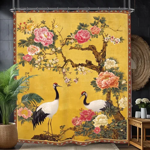 Miniatura 10 de Cortina de ducha de baño con diseño de flores de leopardo y rosas, 60 pulgadas de ancho por 71 pulgadas de alto, color marrón, marrón, marrón