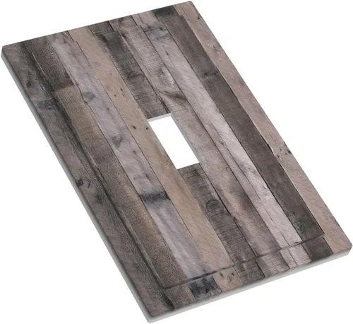 Miniatura 1096 de Placa Decorativa de Pared de Granja Rústica con Cuerno de Madera para Puerta de Granero 1 Banda Duplex Cubiertas de Toma Eléctrica Soltera