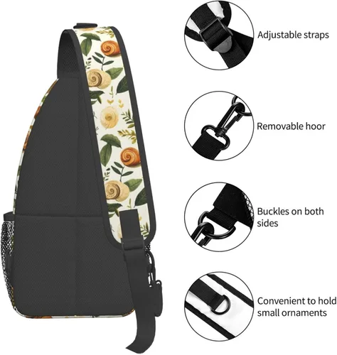 Miniatura 3 de Small Crossbody Bags for Women Men - Vintage Snail Leaves Print Adjustable Shoulder Bag Fanny Packs Belt Sling Bag Crossbody Purses Backpack for