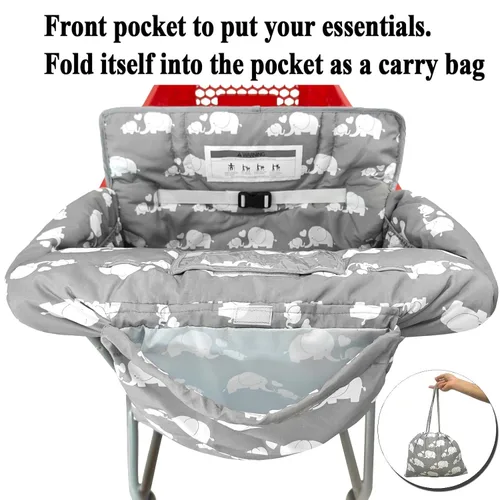 Miniatura 6 de Funda para carrito de compras y silla alta 2 en 1 para bebé, funda acolchada, estilo plegable y enrollable, portátil con bolsa de transporte