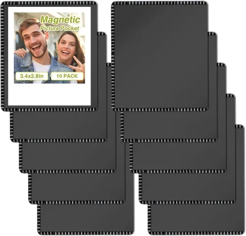 Miniatura 12 de Marco de Fotos Magnético Negro CHUNNIAO 4X6 para Refrigerador, Fundas de Imanes de Fotos Negro 4X6" 10PCS