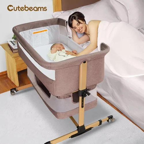 Miniatura 2 de Moisés para bebé, sleeper de cabecera 3 en 1 con colchón y laterales de malla, mosquitera, cesta de almacenamiento, con función de balanceo, 5