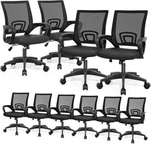 Miniatura 17 de Magshion Silla ergonómica de escritorio de oficina, silla de computadora de malla con respaldo medio, silla giratoria con respaldo transpirable