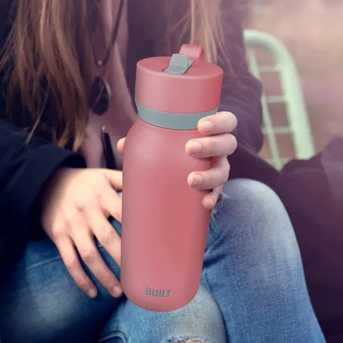 Miniatura 2 de Built Botella en cascada de 32oz con tapa de pajita de boca ancha y filtro rosa
