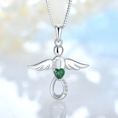 Miniatura 2 de FJ Collar de ángel infinito para mujer, collar de amuleto de ángel de la guarda de Brithstone
