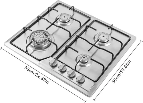 Miniatura 2 de Placa de cocina de gas de acero inoxidable integrada, estufa de gas propano con protección de termopar para apartamentos interiores