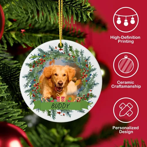 Miniatura 2 de Adornos personalizados para árbol de Navidad con nombre de foto, adorno personalizado para mascotas, adornos de primera Navidad para perros, regalos