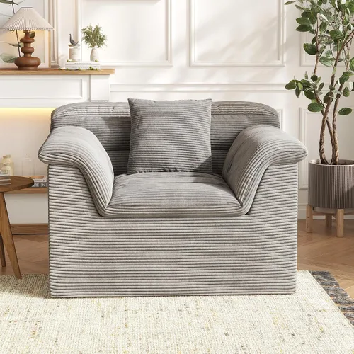 Miniatura 10 de Sofá Seccional Cloud de 51", Sofá Modular Moderno con Asiento Profundo, Cómodo Sofá Individual Comprimido, Sofás Tapizados de Pana para Sala de Beige