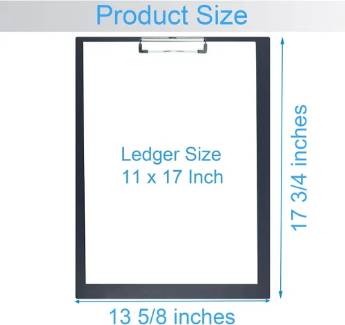 Miniatura 2 de Acocony Portapapeles vertical extra grande de 11 x 17 pulgadas, clip de perfil bajo, 11 x 17 pulgadas, PP negro pláctico, paquete de 1