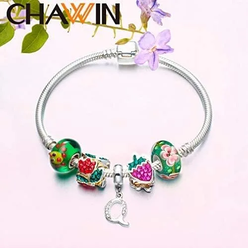 Miniatura 4 de Abalorios de cristal de Murano auténticos dijes de plata de ley 925 con núcleo de flor roja, corazón rosa, cuentas de vidrio blancas y amarillas