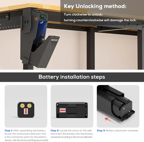 Miniatura 5 de Caja fuerte para pistola de mano, caja fuerte biométrica con apertura biométrica, 3 formas de acceso rápido con huella dactilar/código PIN/CLAVE