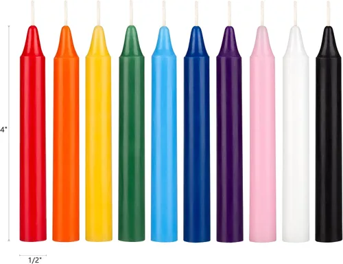 Miniatura 2 de MEGA CANDLES 20 piezas de velas cónicas exquisitas sin perfume de colores surtidos, 10 cm de alto x 1,27 cm de diámetro, Mini Velas Rituales