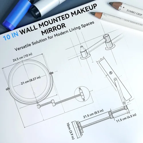 Miniatura 4 de Espejo de maquillaje iluminado de pared 30X/1X de 10 pulgadas, espejo de aumento de doble cara recargable de 5000 mAh con luz, espejo de tocador LED