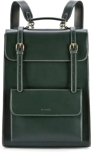 ECOSUSI Mochila para computadora portátil para mujer, mochila vintage de piel sintética para laptop de 15.6 pulgadas, bolsa de computadora Verde