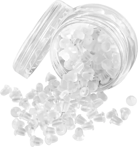 Miniatura 17 de Respaldos de Aretes de Goma Suaves y Transparentes para Aretes de Botón Respaldos de Aretes de Silicona Hipoalergénicos Tope de Repuesto