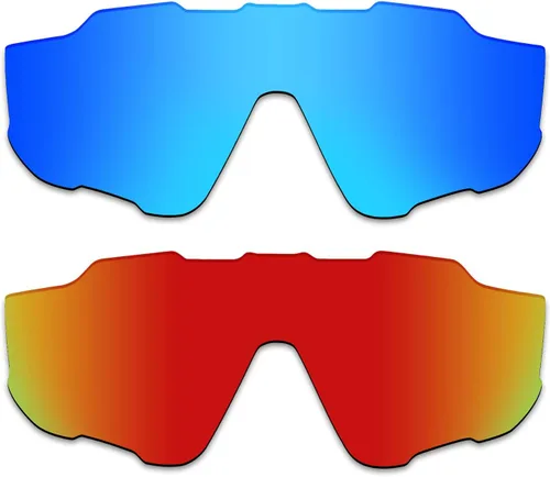 Lentes de repuesto polarizadas antidecoloración antideslumbrantes de 0.472 in para gafas de sol Oakley Jawbreaker, Azul océano y rojo fuego