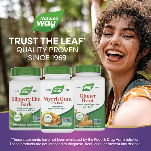 Miniatura 7 de Nature's Way Resina de árbol de goma de mirra, soporte digestivo tradicional*, 0.04 oz por porción de 2 cápsulas, proyecto verificado sin OMG, sin